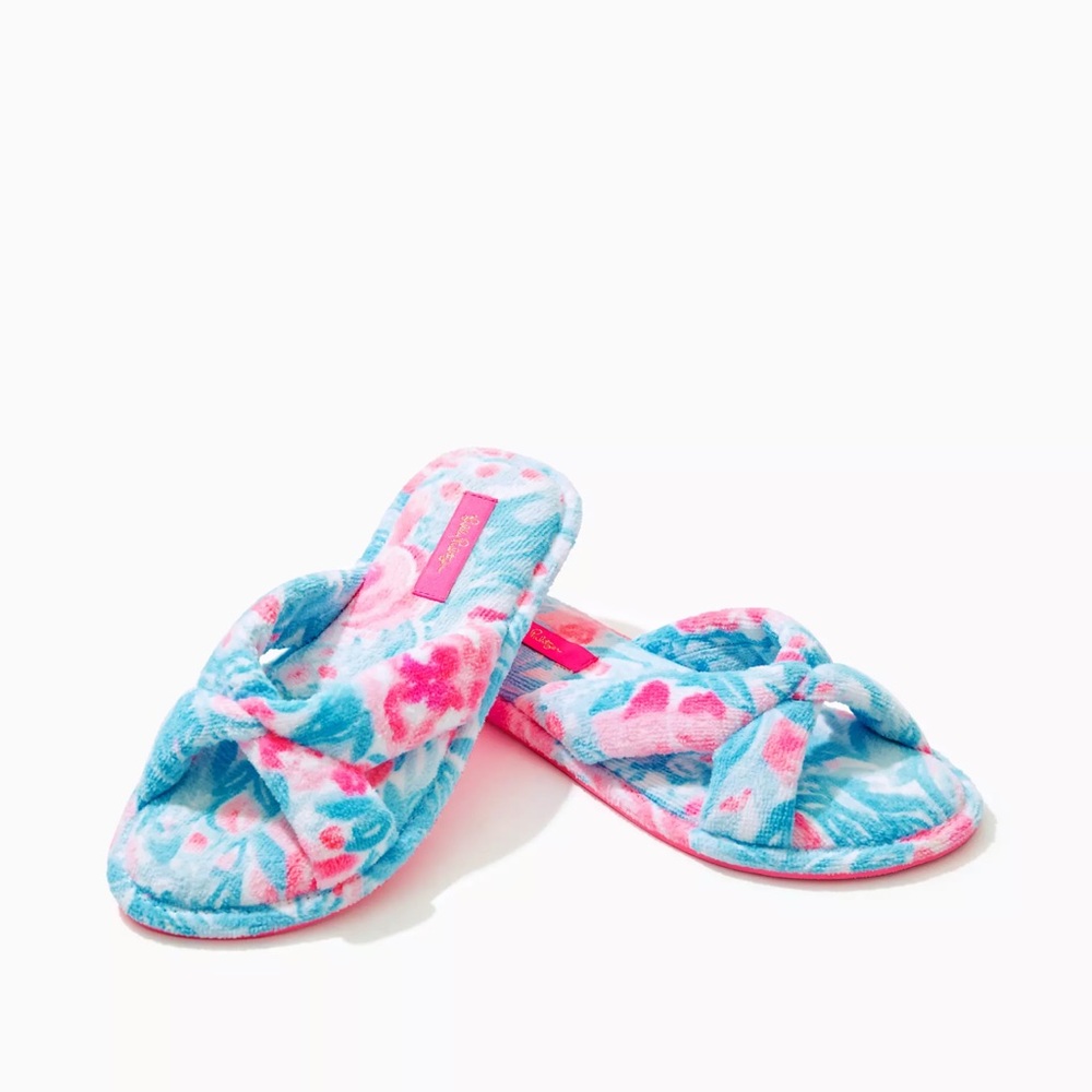 Lilly Pulitzer Women’s Printed Velour Terry Slippers ~ Size: 7/8 - Picture 2 of 4